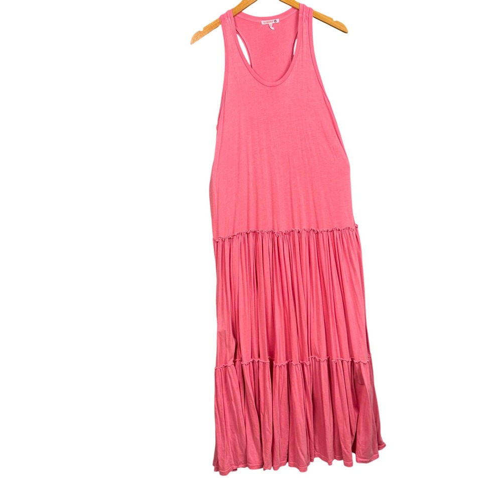 Sundry‎ Racerback Maxi Dress Womens 1 /S Made in USA Tiered Jersey Coastal Boho